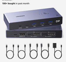 UGREEN DisplayPort KVM Switch Box 2:1 8K@60Hz Powered Gray 25962 picture