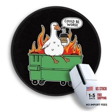 Funny Goose Small Mouse Pad, 8.6 Inch Round Office Desk Mat Funny Goose Coffee picture