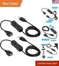 Upgrade Your Setup: Black 3.3ft USB Extension Cable with ON/OFF Switch - 2-count picture