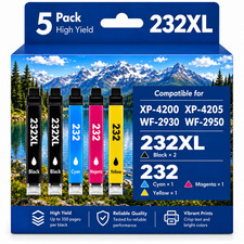 5 PACK 232XL Ink Replacement for Epson XP-4200 WF-2930 Printers picture