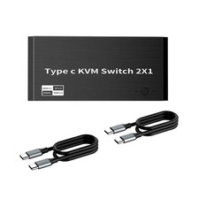 USB C KVM Switch 100W PD Charging Port Switcher 2x1 8K For 2 Laptop 1 Monitor picture