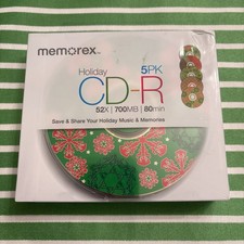 NEW/SEALED~MEMOREX CHRISTMAS HOLIDAY 5PK CD-R Blank Discs Media 52X 700MB 80MIN picture