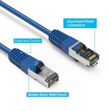 Fuji Labs Cat5E Shielded (FTP) Ethernet Network Booted Cable Blue picture