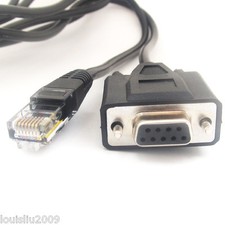 1pc 1.5M/5FT Black RJ45 Male to Serial DB9 9pin Female Lan Router Adapter Cable picture