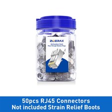 Shielded RJ45 Cat7 Cat6A Pass Through Connectors 50 Pack 8P8C Gold Plated Plugs picture