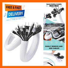 Cable Management Sleeve 2 Pack 5ft White Cord Hider Pet Safe Easy to Cut picture