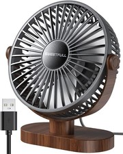 SWEETFULL Small USB Desk Fan, Desktop 6.5 x 2.5 x 7.4 inch, Black Wood Grain picture
