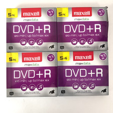 Maxell DVD+R 5 Pack  4.7 gb 120 Min Up To Max 16x New Lot Of 4, 20 Total Discs picture