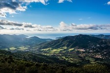 Landscape nature clouds hills forest Custom Gaming Mat Desk picture