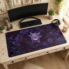 Gengar Mouse Pad | Desk Mat, Dark Floral Ghost Type Art, Pokemon Dark Aesthetic picture