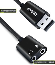 USB to Audio Jack Sound Card Adapter with Dual TRS 3-Pole 3.5Mm Headphone and Mi picture