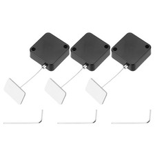 4.9 ft Retractable Cable Security Lock with Square Patch 600g, Black, 3 Pack picture