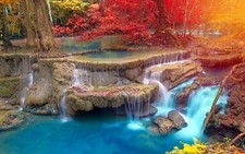Landscape waterfall nature trees thailand fall colorful Custom Gaming Mat Desk picture