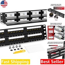 Heavy Duty 48-Port Cat6 Patch Panel 10Gbps Rack Mount RJ45 Network picture