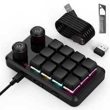 12-Key Macro Pad Programmable Mini Mechanical Gaming Keyboard with Knob Black picture