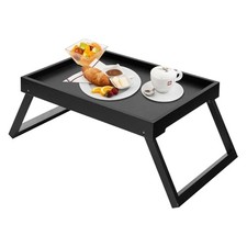 Bamboo Bed Tray Table with Foldable Legs, Breakfast Tray, Laptop Desk for Black picture