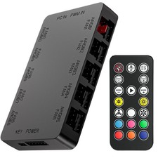 10-Port ARGB & PWM Fan Hub Controller - Magnetic Mount 5V/3PIN RGB PC Fan Hub picture