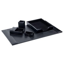 Black Bonded Leather 5Piece Desk Set picture