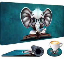 Elephant Mouse Pad Cute Large with Stitched Edges 31.5 x 11.8, Desk Pad Desk ... picture