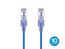 SlimRun Cat6A Ethernet Patch Cable Network RJ45 Stranded UTP 30AWG 10ft Blue 5pk picture