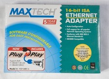 MaxTech NXP-16BT/A Ethernet Adapter BNC RJ45 16 bit ISA NEW NOS picture