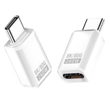 2 PCS USB C Extender Adapter 80Gbps Thunderbolt 5/4/3 240W 8K@60Hz White picture
