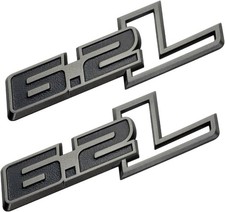 2 Pack 6.2L Liter Emblems Engine Side Fender Badge 3D Sticker Chrome Black picture
