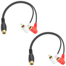 Short RCA Y Splitter Cable 8In/20cm, 90 Degree Righter Anglet 1 Female to 2 Male picture