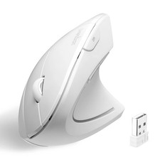 PERIMICE713W Wireless Ergonomic Vertical Mouse 2.4G 6 Button Right White picture