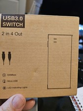 VIAGKIKI USB 3.0 Sharing Switch Selector 2 In 4 Out LED Portable Black Cables picture
