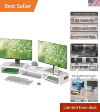 Ergonomic Dual Monitor Stand Riser - Adjustable Length & Swivel White Design picture
