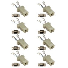 8x DB9 9-Pin RS232 Serial Female to RJ12 RJ11 Phone Line Adapter Modular Ivory picture