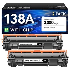 138A Toner Cartridges Black 2-Pack with Chip Replacement for HP 138A W1380A 138X picture