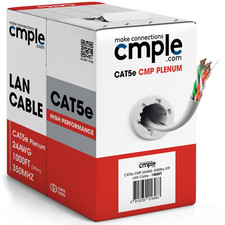 Cat5e CMP Ethernet Cable 1000ft Plenum Solid 24AWG UTP Fast Install Network picture