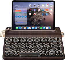 YUNZII QL75 Retro Typewriter Hot Swap RGB Keyboard Wood Onyx Switch, Retail $109 picture