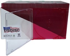USDISC CD Jewel Cases Slimline 5.2mm, Single 1 Disc (Clear Red) Lot picture