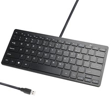 Mini Slim 78 Key USB 2.0 Wired Compact Thin Keyboard for Desktop Laptop PC Black picture