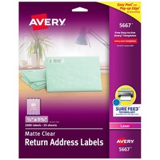 Return Address Labels 1/2 x 1-3/4 Clear 1 Pack Avery 5667 Matte Sure Feed Laser picture