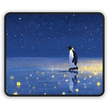 Penguin on Starry Ice Gaming Mouse Pad | Night Sky Reflection picture