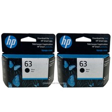 2pcs Black Genuine HP 63 Ink Cartridges New OEM Retail Box picture