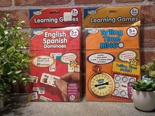 Vtg 2007 ACTIVE MINDS English Spanish Dominoes & Telling Time Bingo 2pc Set (5+) picture