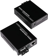 A Pair 2 Pack Multi-Mode Dual SC Fiber Gigabit Fast Ethernet Media Converter, Mi picture