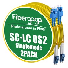 2 PCS 5M OS2 LC to SC Fiber Patch Cable SMF Single Mode Duplex 9/125m picture