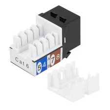 CAT6 Keystone Jack, Snap-In, 90-Degree Termination, Thermoplastic, Black, 50-Pac picture