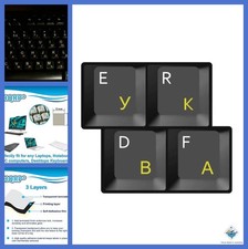 Cyrillic Keyboard Stickers 2-Pack Yellow Text Transparent for PC Laptops picture