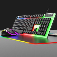Wired Mechanical Gaming Keyboard and Mouse Set RGB LED Backlit for PC Computer picture