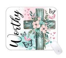 Worthy Cross Faith Desk Mat Religious Inspirational Gaming Mouse Pad picture