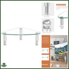 Clear Glass Monitor Riser Adjustable Height Ergonomic Triangle Stand picture