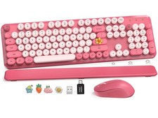 Wireless Keyboard and Mouse Combo, Cute Hot Pink Full-Size, picture