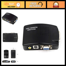 PC Laptop AV to VGA Converter Adapter - RCA S-Video Composite Switch Box Black picture